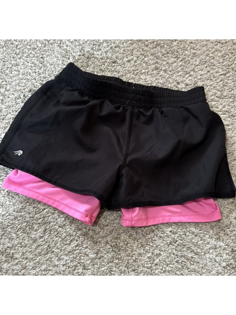 Ideology Activewear Running Shorts Women's M Black Pink 2-in-1 Polyester Spandex